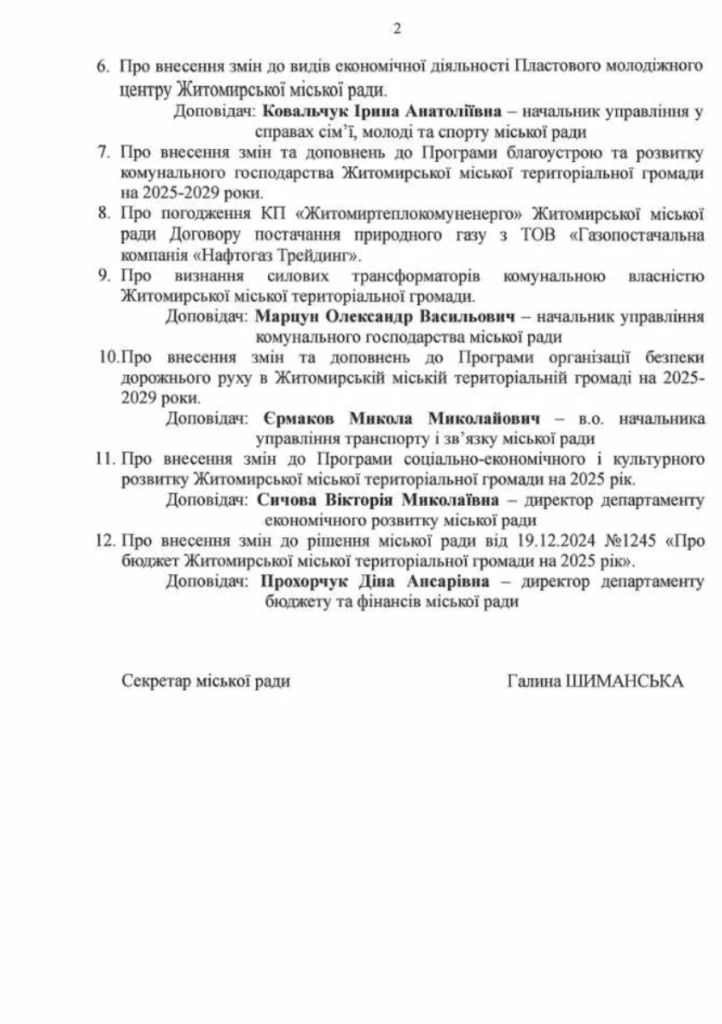 У Житомирі скликають позачергову сесію міськради: депутати зберуться 25 листопада