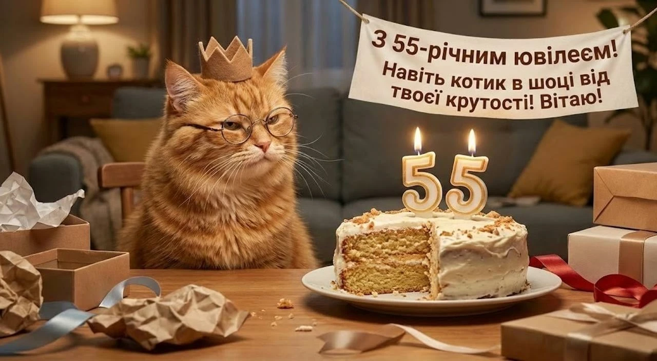 Привітання з ювілеєм на 55 років чоловіку