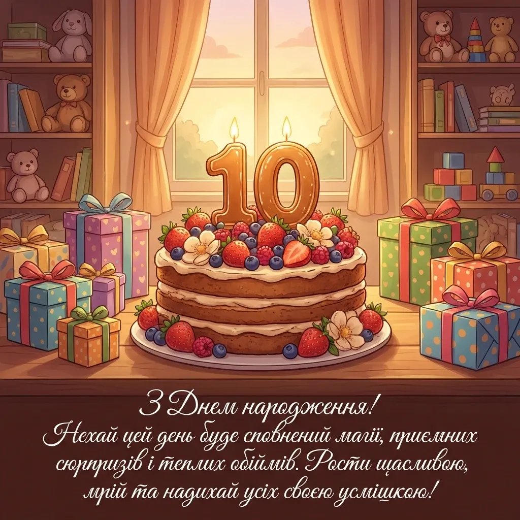 з днем народження 10 років дівчинці