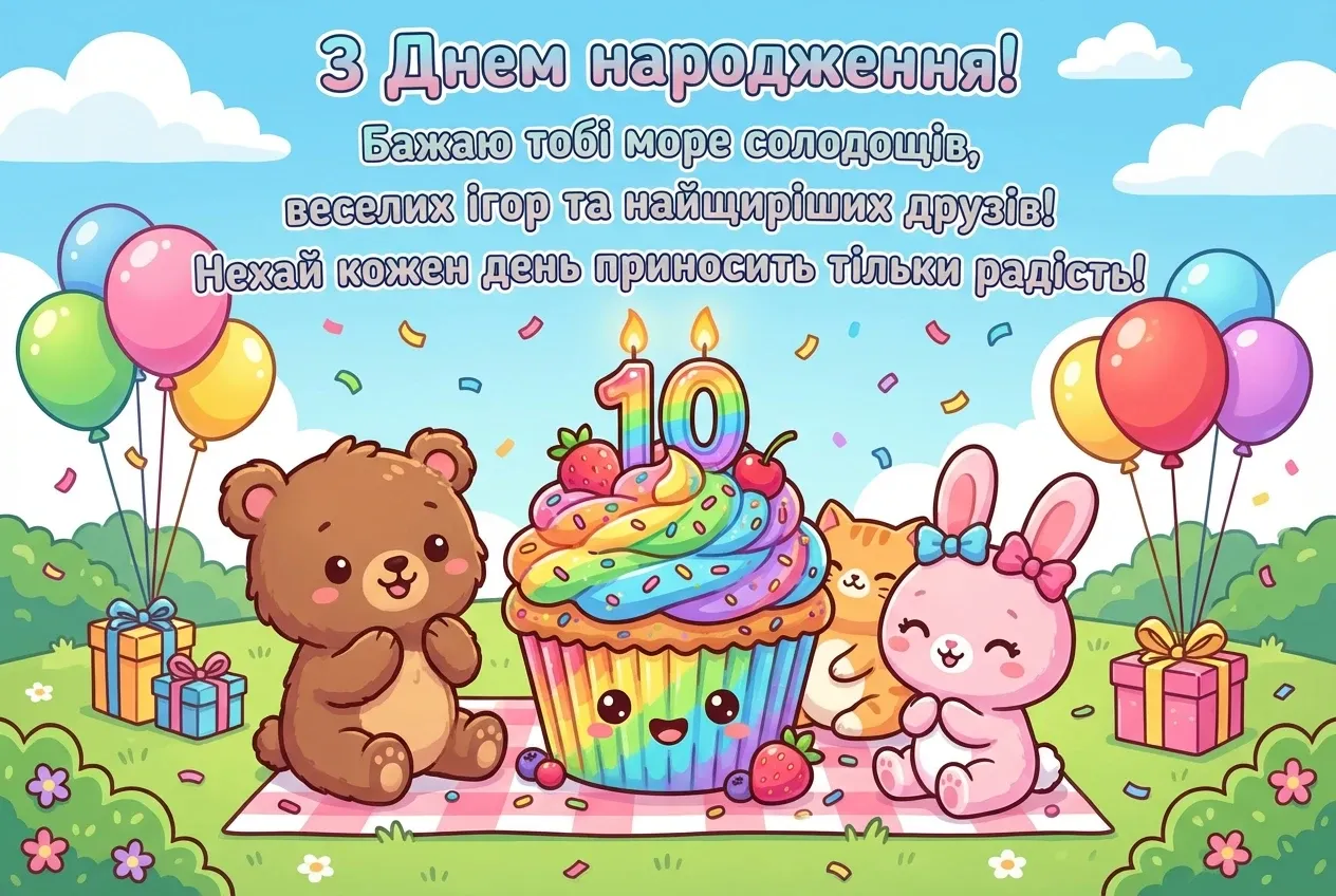з днем народження 10 років дівчинці