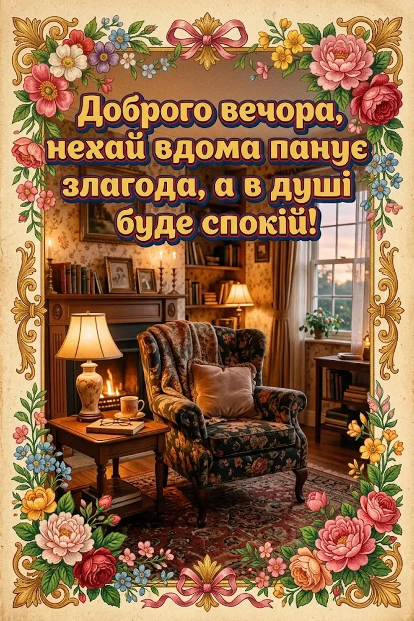 Доброго вечора в картинках: душевна добірка листівок для затишного настрою