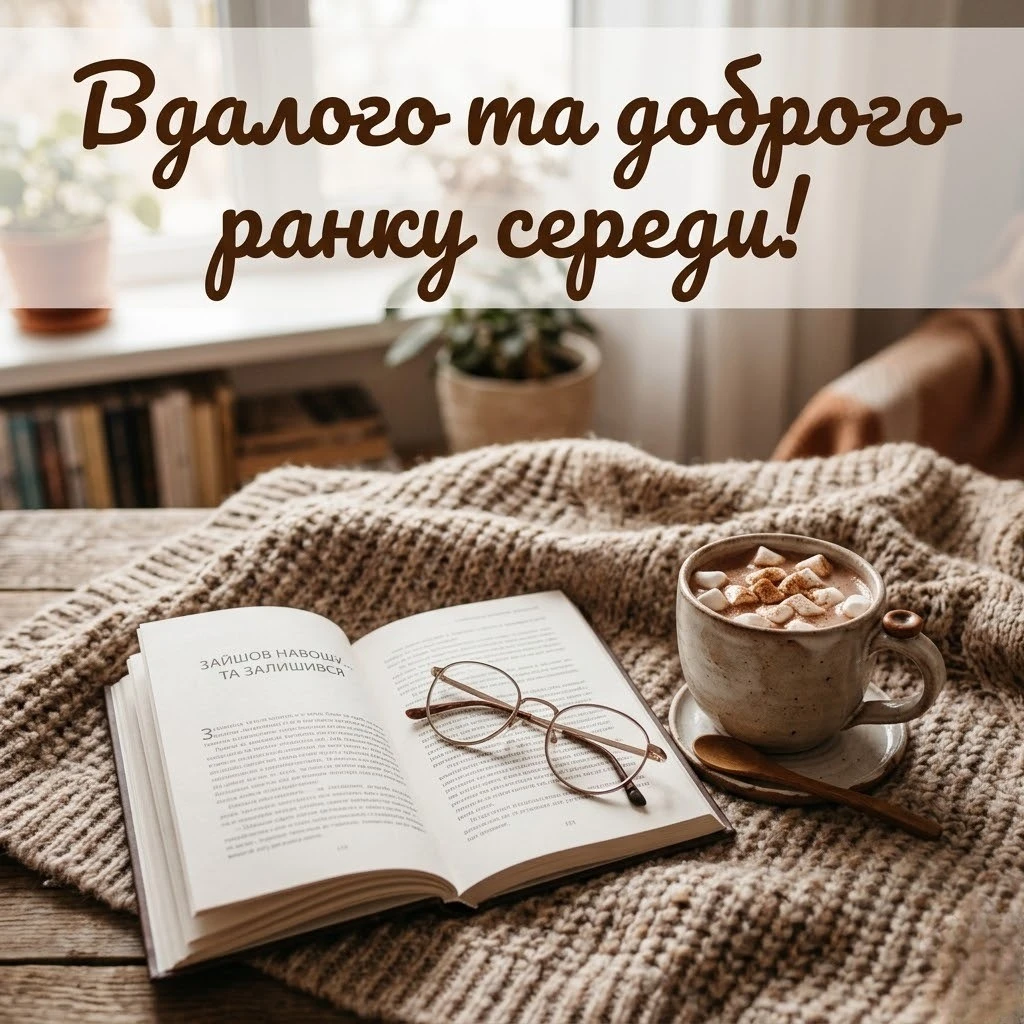 Листівка доброго ранку середи: найтепліші побажання та затишні картинки