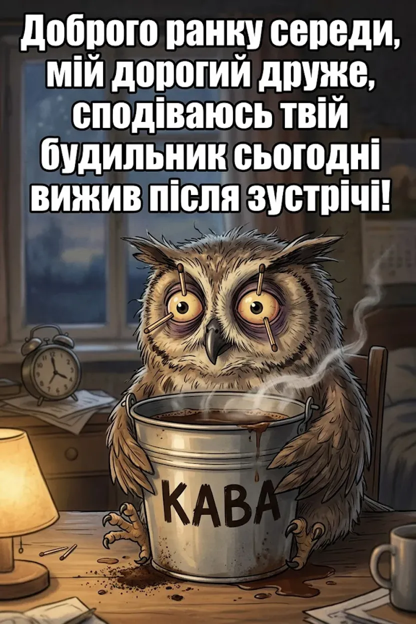 Листівка доброго ранку середи: найтепліші побажання та затишні картинки
