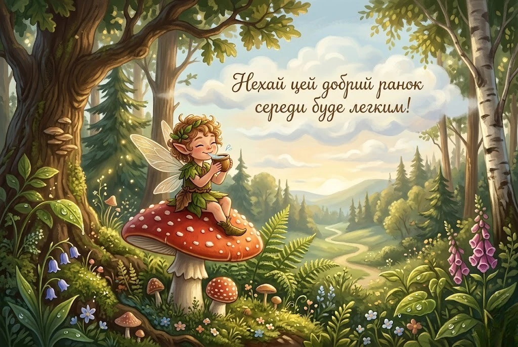 Листівка доброго ранку середи: найтепліші побажання та затишні картинки