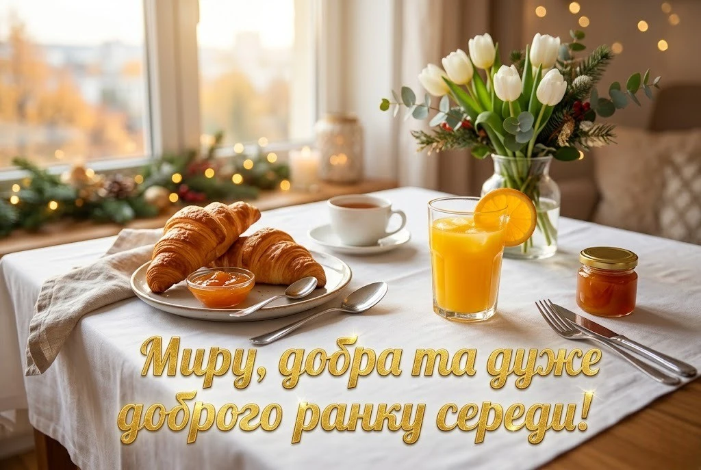 Листівка доброго ранку середи: найтепліші побажання та затишні картинки