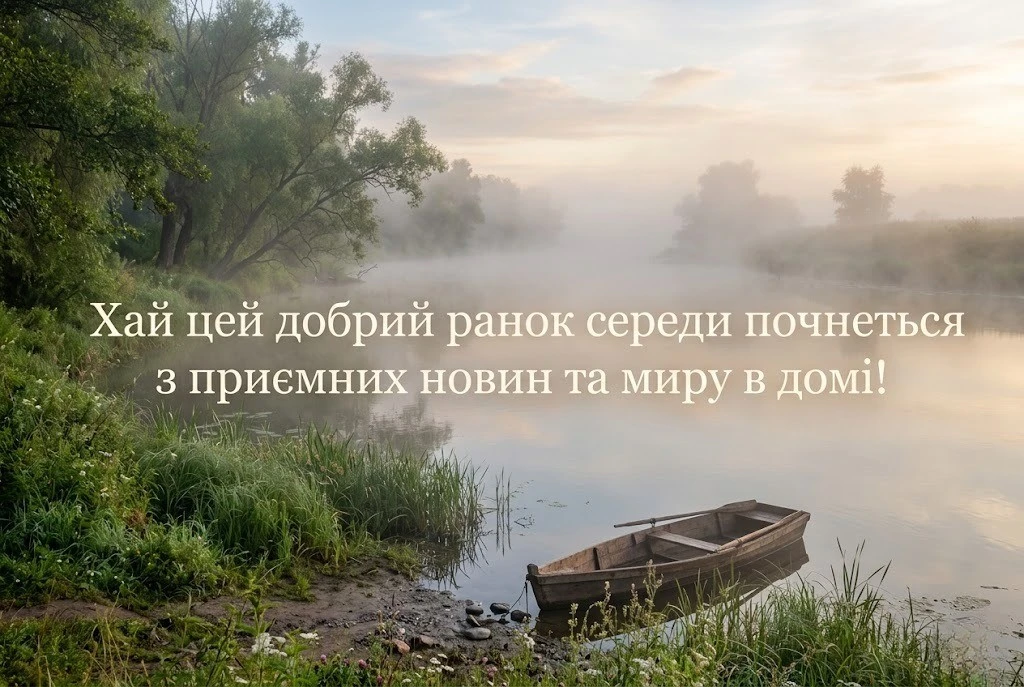 Листівка доброго ранку середи: найтепліші побажання та затишні картинки