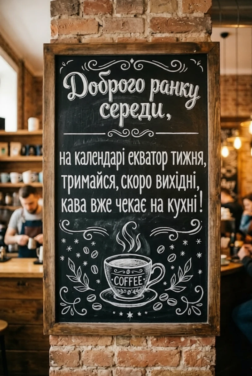 Листівка доброго ранку середи: найтепліші побажання та затишні картинки